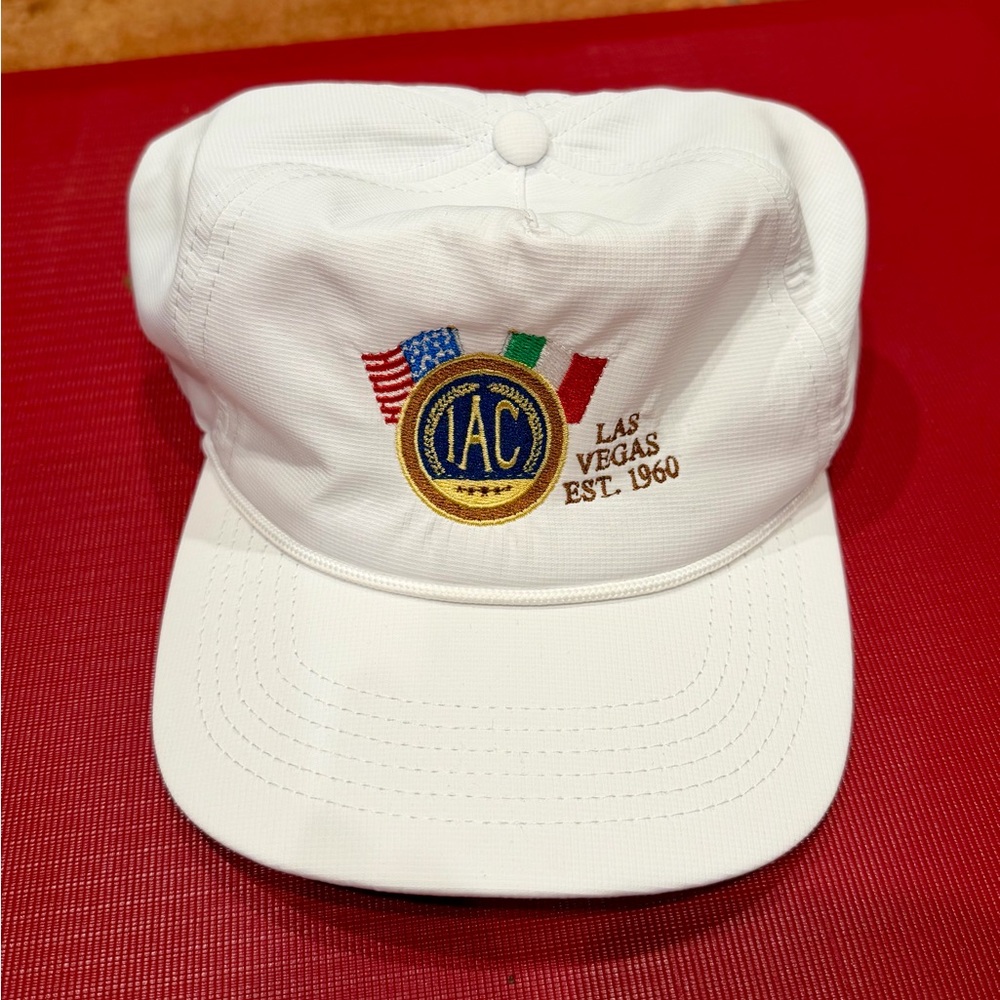 Italian American Club logo Hat Cap Las Vegas Italy UPF 50+ Polyester White